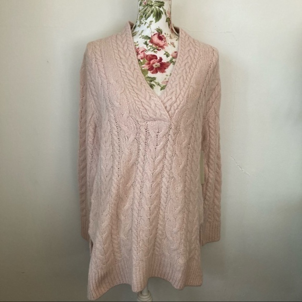 Cloth by RD Chunky V Neck Sweater BlushPink XS NWT